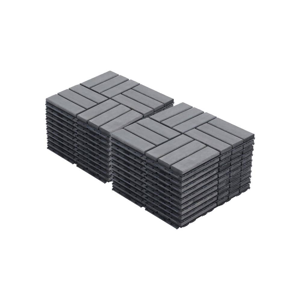 LIVIZA 1 ft. x 1 ft. Acacia Wood Deck Tile in Gray (20-Piece)
