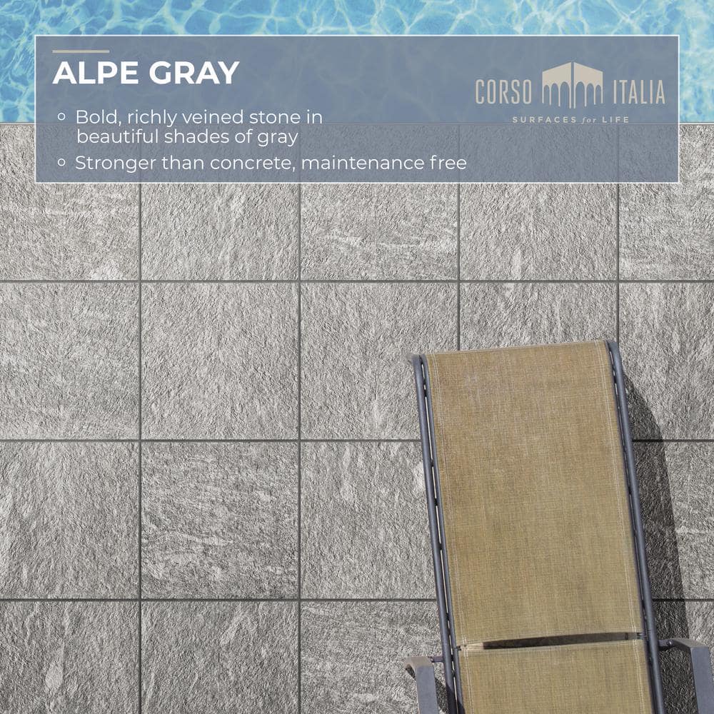 Sample – Alpe Gray 6 in. x 6 in. x 0.75 in. Quartzite-Look Porcelain Paver