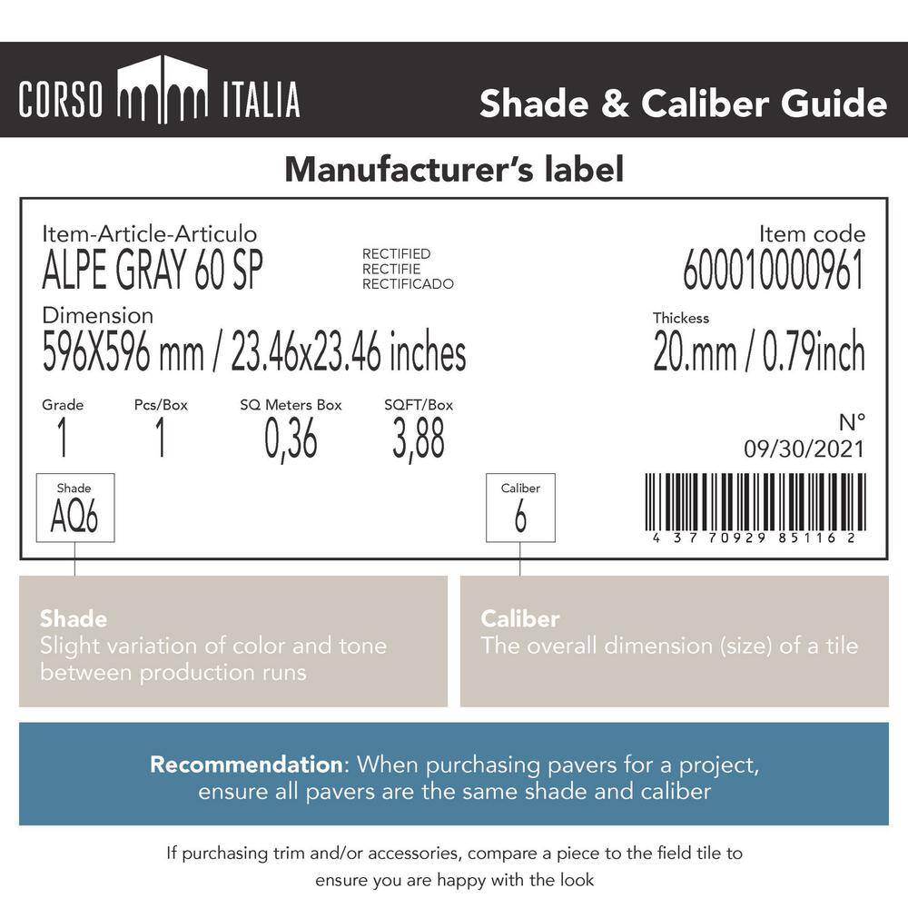 Sample – Alpe Gray 6 in. x 6 in. x 0.75 in. Quartzite-Look Porcelain Paver