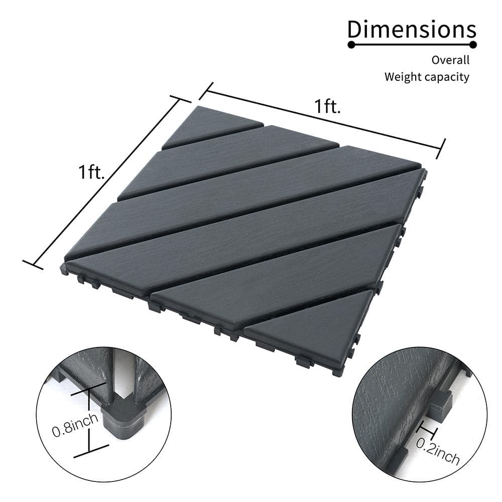 YOFE 1 ft. x 1 ft. All-Weather Outdoor Plastic Interlocking Deck Tiles, Garage Floor Tiles in Gray Pattern 2 (44 Per Case)