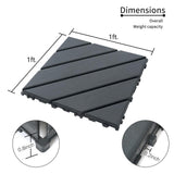 YOFE 1 ft. x 1 ft. All-Weather Outdoor Plastic Interlocking Deck Tiles, Garage Floor Tiles in Gray Pattern 2 (44 Per Case)