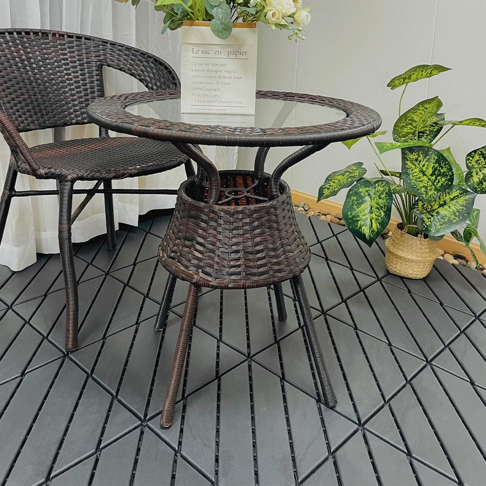 YOFE 1 ft. x 1 ft. All-Weather Outdoor Plastic Interlocking Deck Tiles, Garage Floor Tiles in Gray Pattern 2 (44 Per Case)