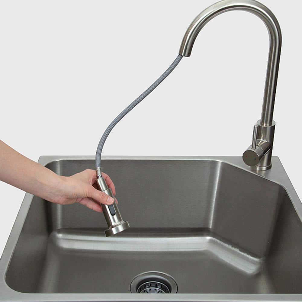 Presenza All-in-One 24 in. x 21.2 in. x 34 in. Stainless Steel Drop-In Sink and Cabinet with Faucet in Gray