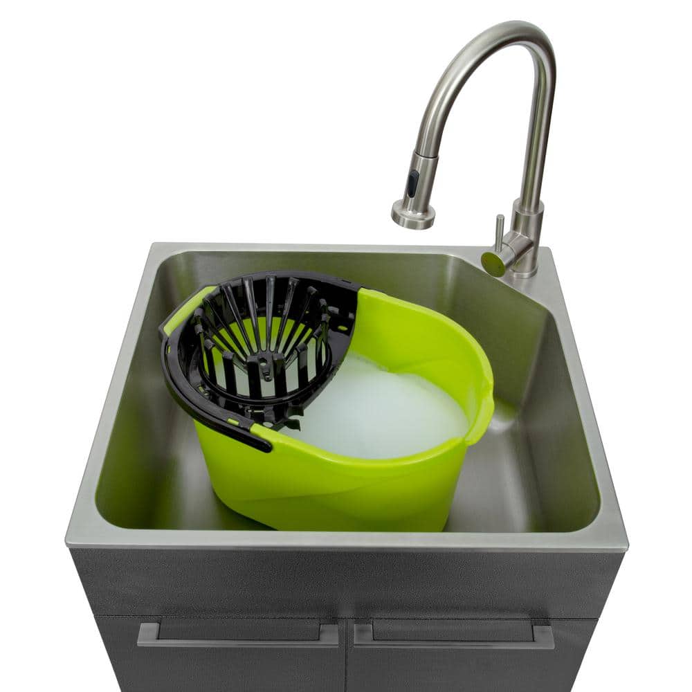 Presenza All-in-One 24 in. x 21.2 in. x 34 in. Stainless Steel Drop-In Sink and Cabinet with Faucet in Gray