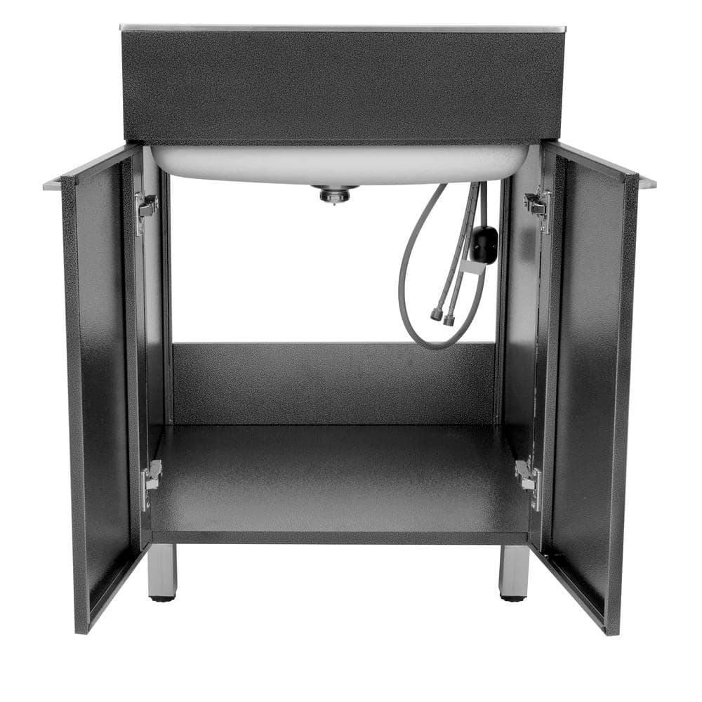 Presenza All-in-One 24 in. x 21.2 in. x 34 in. Stainless Steel Drop-In Sink and Cabinet with Faucet in Gray