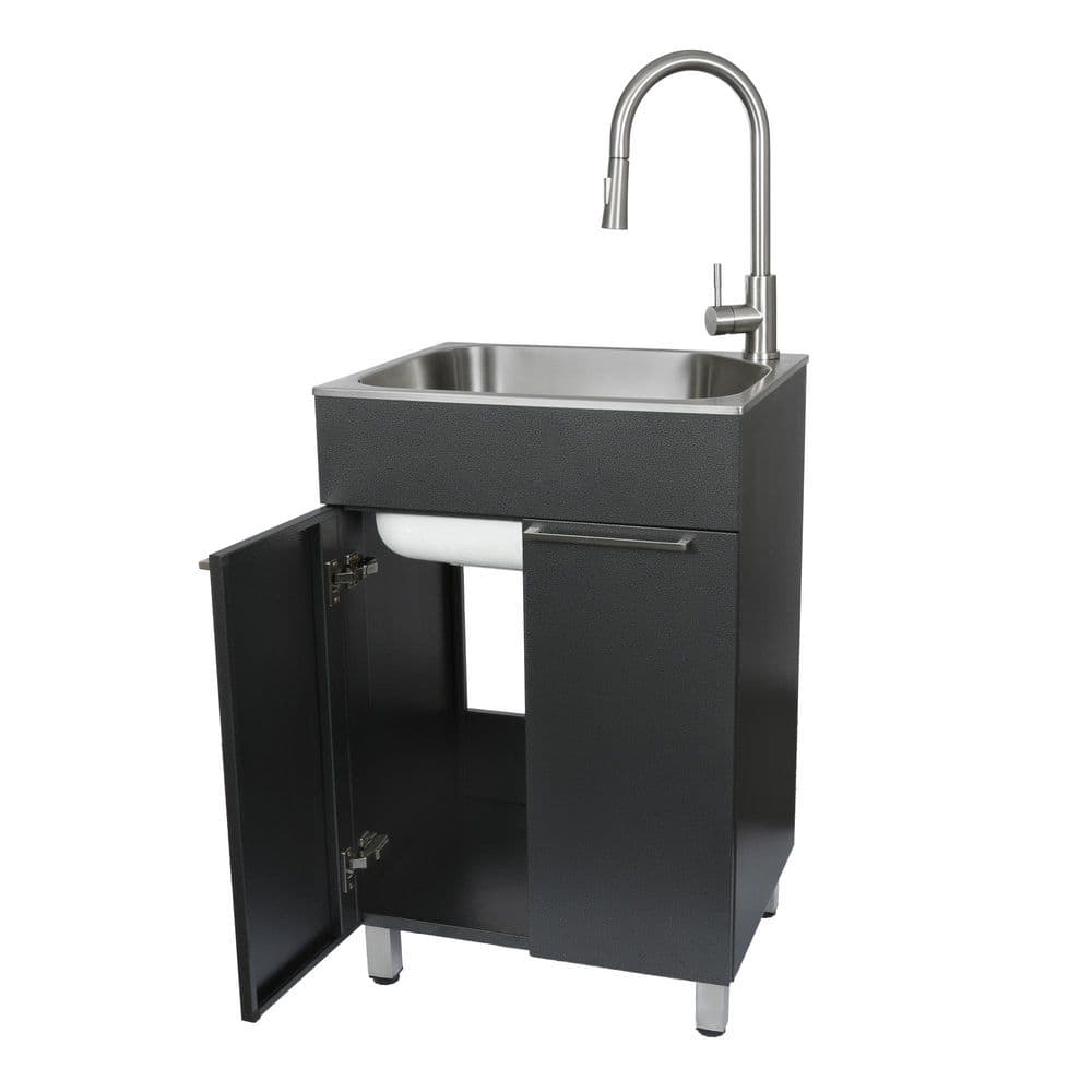 Presenza All-in-One Stainless Steel Drop-In Sink and Cabinet with Faucet in Gray