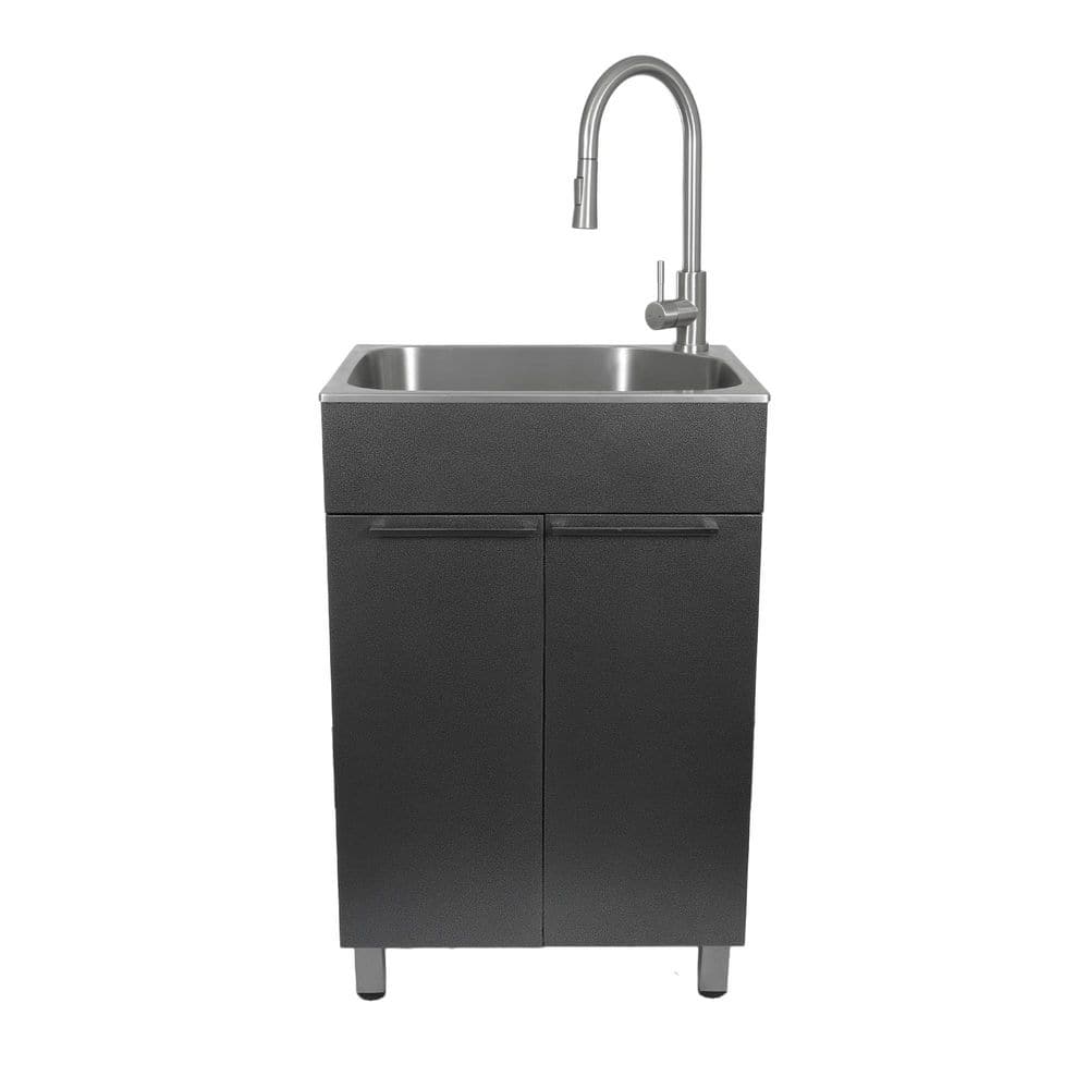 Presenza All-in-One Stainless Steel Drop-In Sink and Cabinet with Faucet in Gray