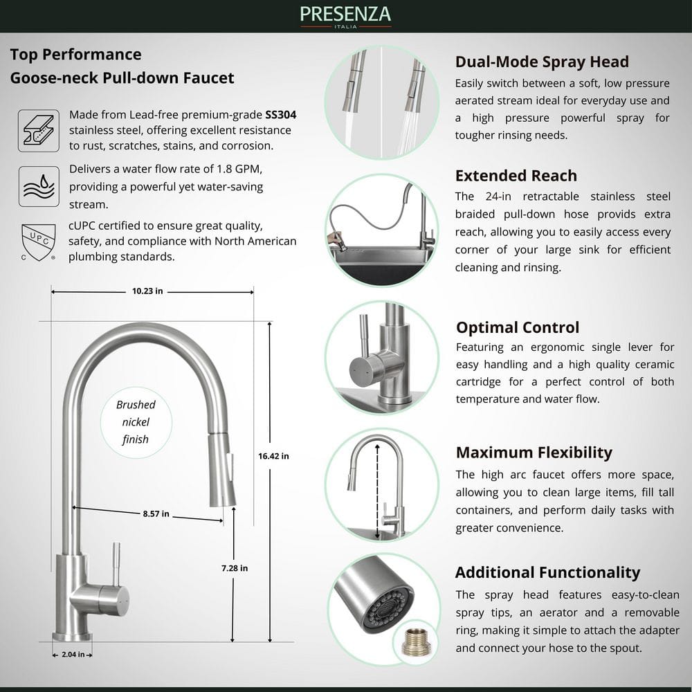 Presenza All-in-One Stainless Steel Drop-In Sink and Cabinet with Faucet in Gray