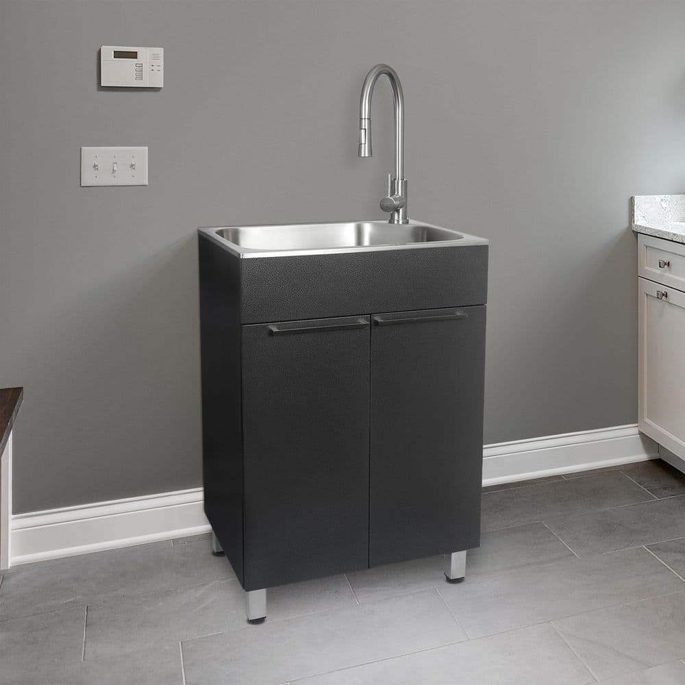 Presenza All-in-One Stainless Steel Drop-In Sink and Cabinet with Faucet in Gray