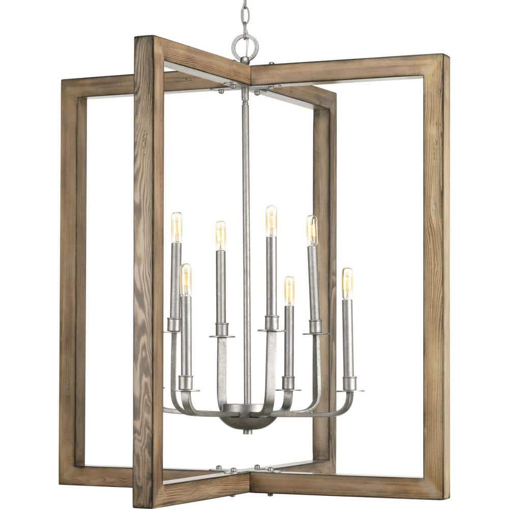 Progress Lighting Turnbury Collection 8-Light Galvanized Finish Coastal Chandelier Light
