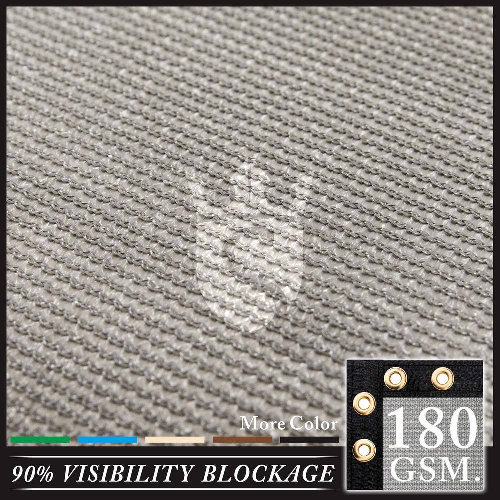 ROYAL SHADE 93 in. x 12 ft. Gray Mesh Fabric Privacy Fence Screen with Perimeter Stitched Edges and Grommets