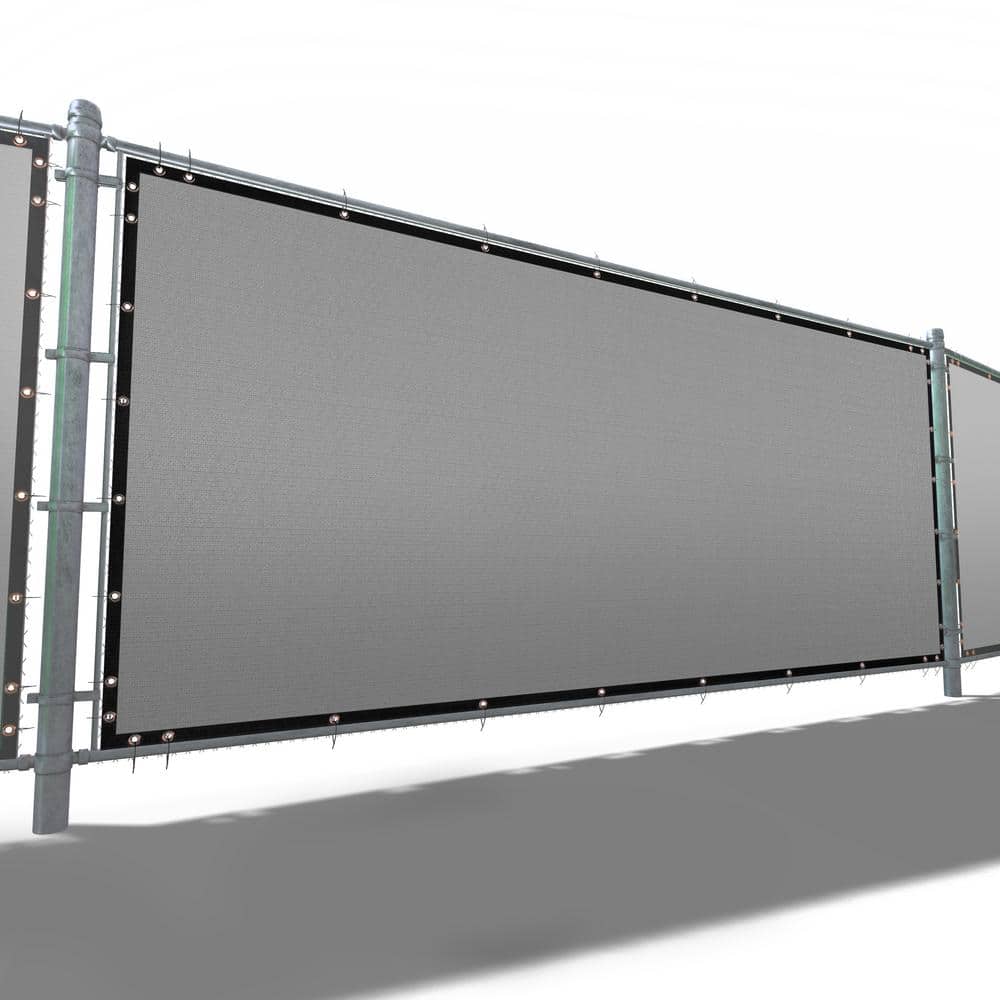 ROYAL SHADE 93 in. x 12 ft. Gray Mesh Fabric Privacy Fence Screen with Perimeter Stitched Edges and Grommets