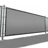 ROYAL SHADE 93 in. x 12 ft. Gray Mesh Fabric Privacy Fence Screen with Perimeter Stitched Edges and Grommets