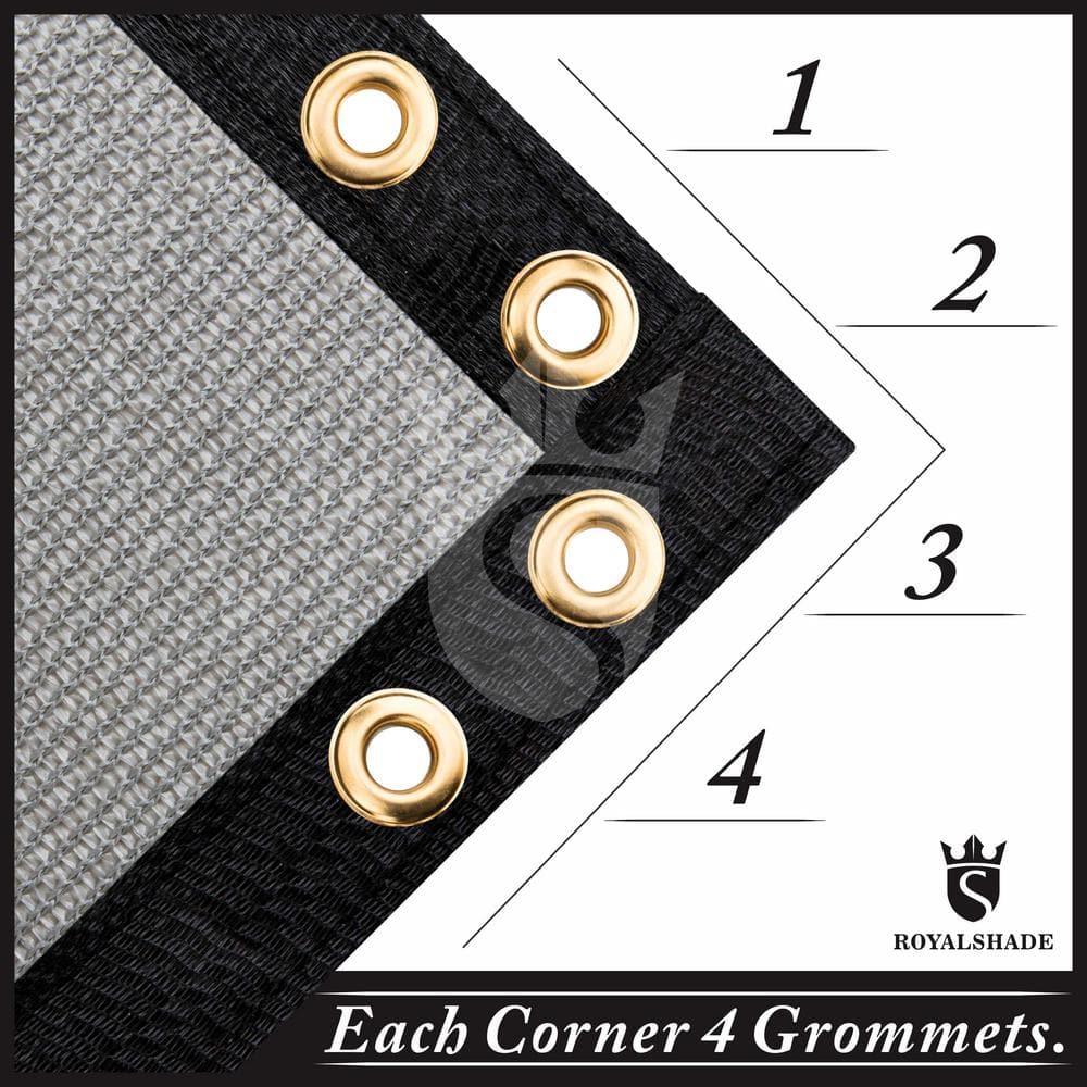 ROYAL SHADE 93 in. x 12 ft. Gray Mesh Fabric Privacy Fence Screen with Perimeter Stitched Edges and Grommets