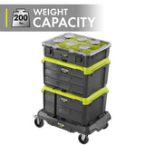 RYOBI LINK Modular Dolly Multi-Purpose Rolling Base with LINK 2-Drawer Tool Box and LINK 3-Drawer Tool Box