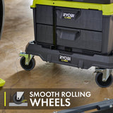 RYOBI LINK Modular Dolly Multi-Purpose Rolling Base with LINK 2-Drawer Tool Box and LINK 3-Drawer Tool Box