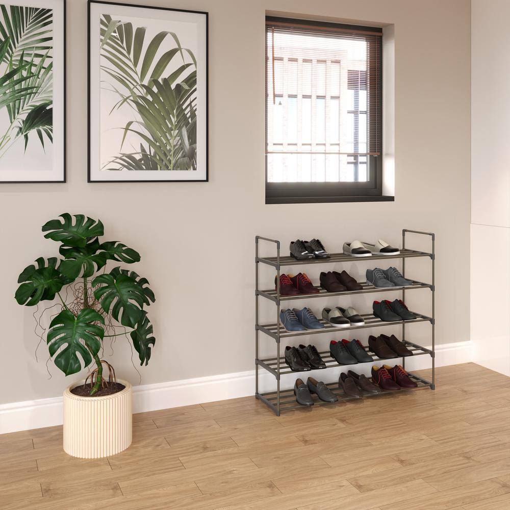 370 H 30-Pair 5-Tier Gray Polymer Shoe Rack
