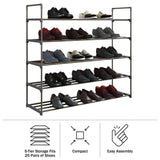 370 H 30-Pair 5-Tier Gray Polymer Shoe Rack