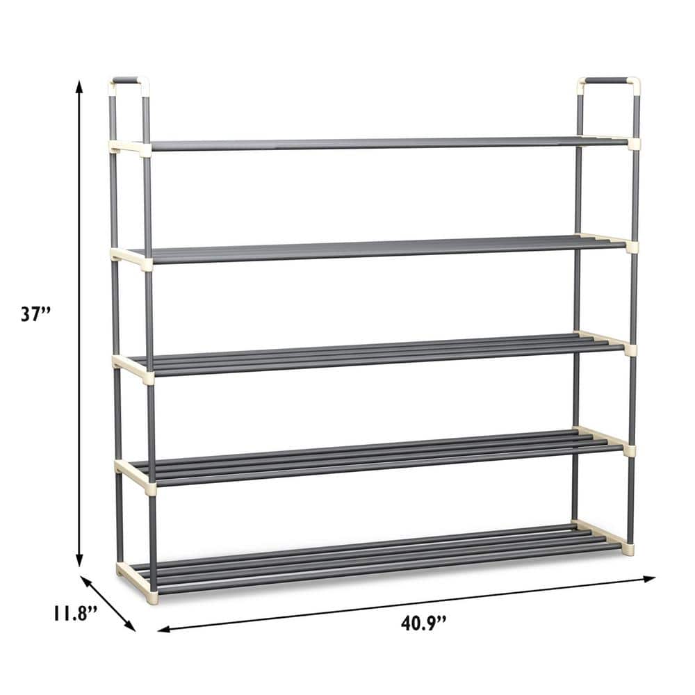 370 H 30-Pair 5-Tier Gray Polymer Shoe Rack