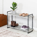 20 in. H x 30 in. W 6-Pair 2-Shelf White/Gray Steel Freestanding Shoe Rack