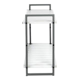 20 in. H x 30 in. W 6-Pair 2-Shelf White/Gray Steel Freestanding Shoe Rack