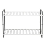 20 in. H x 30 in. W 6-Pair 2-Shelf White/Gray Steel Freestanding Shoe Rack