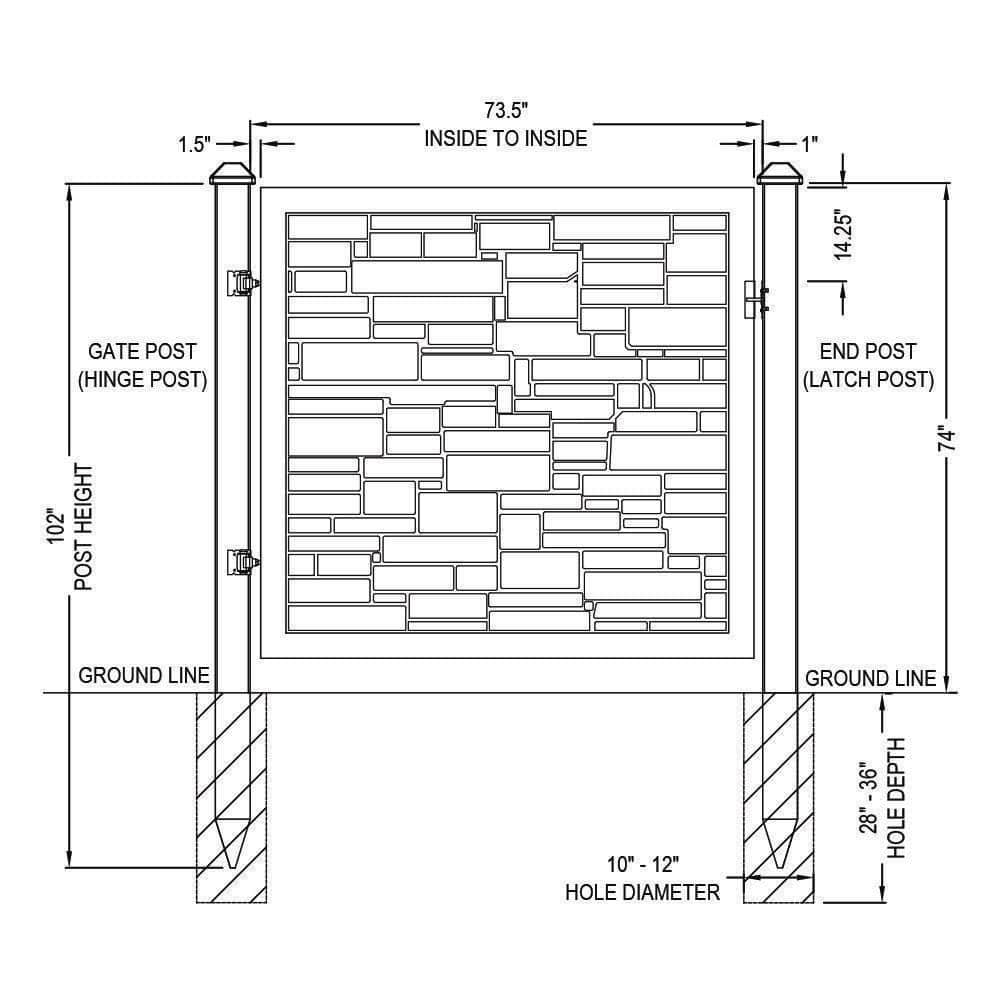 SimTek Ecostone 4 ft. x 6 ft. Gray Composite Privacy Fence Gate
