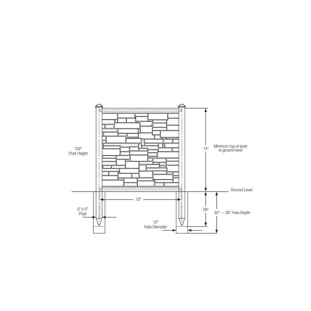 SimTek EcoStone 6 ft. H x 6 ft. W Gray Composite Fence Panel