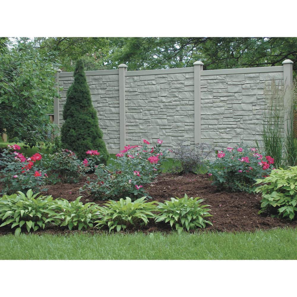 SimTek EcoStone 6 ft. H x 6 ft. W Gray Composite Fence Panel