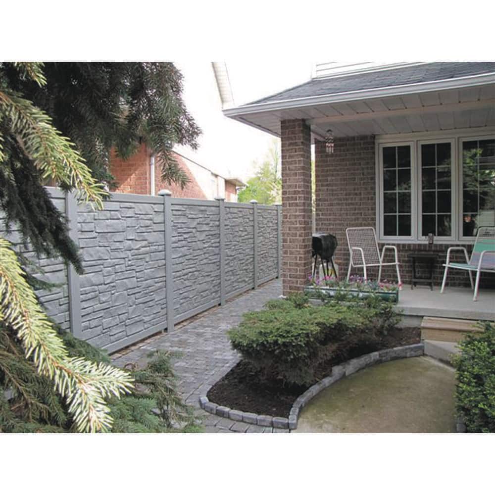 SimTek EcoStone 6 ft. H x 6 ft. W Gray Composite Fence Panel