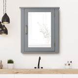 Teamson Home Mercer Mid Century Modern 18.11 in. W x 6 in. L x 20.62 in. H Wooden Wall Medicine Cabinet with Mirror in Gray