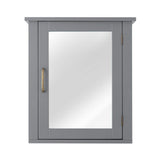 Teamson Home Mercer Mid Century Modern 18.11 in. W x 6 in. L x 20.62 in. H Wooden Wall Medicine Cabinet with Mirror in Gray