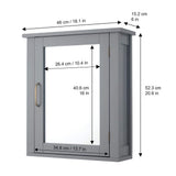 Teamson Home Mercer Mid Century Modern 18.11 in. W x 6 in. L x 20.62 in. H Wooden Wall Medicine Cabinet with Mirror in Gray