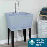 TEHILA Utility Sink Set with Metal Hybrid Chrome Faucet, Grey