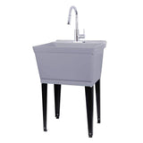 TEHILA Utility Sink Set with Metal Hybrid Chrome Faucet, Grey
