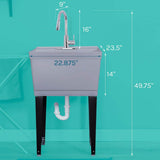 TEHILA Utility Sink Set with Metal Hybrid Chrome Faucet, Grey