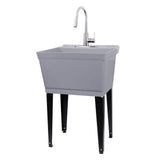 TEHILA Grey Utility Sink Set with Pull-Down Faucet - 22.875 x 23.5 in. 19 Gal.