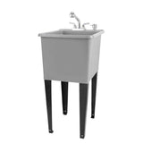 TEHILA 17.75" x 23.25" Thermoplastic Freestanding Space Saver Utility Sink with Chrome Faucet & Soap Dispenser