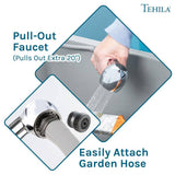 TEHILA 17.75" x 23.25" Thermoplastic Freestanding Space Saver Utility Sink with Chrome Faucet & Soap Dispenser