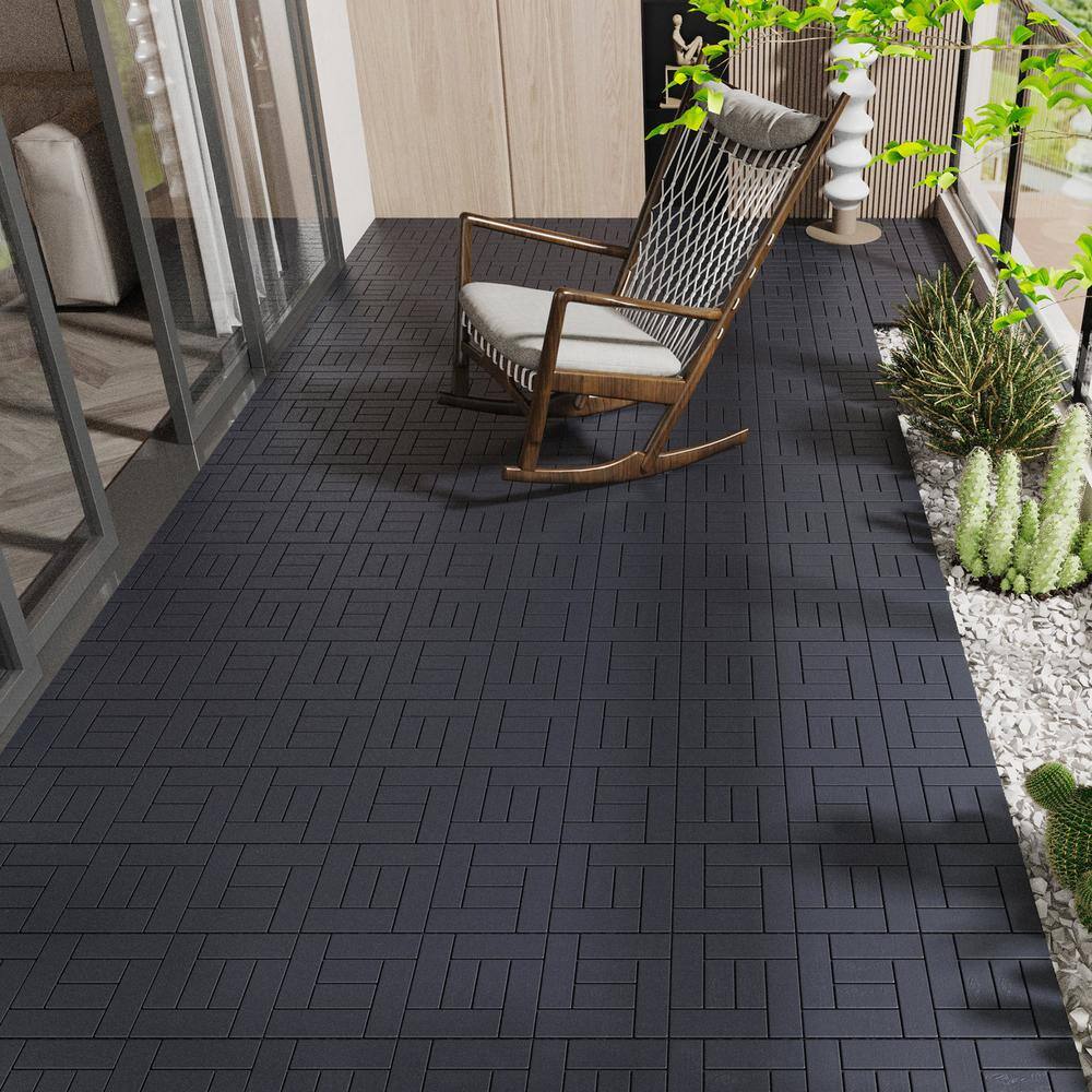 Tidoin Outdoor 1 ft. x 1 ft. Composite Deck Tile in Gray(44 Per Box)