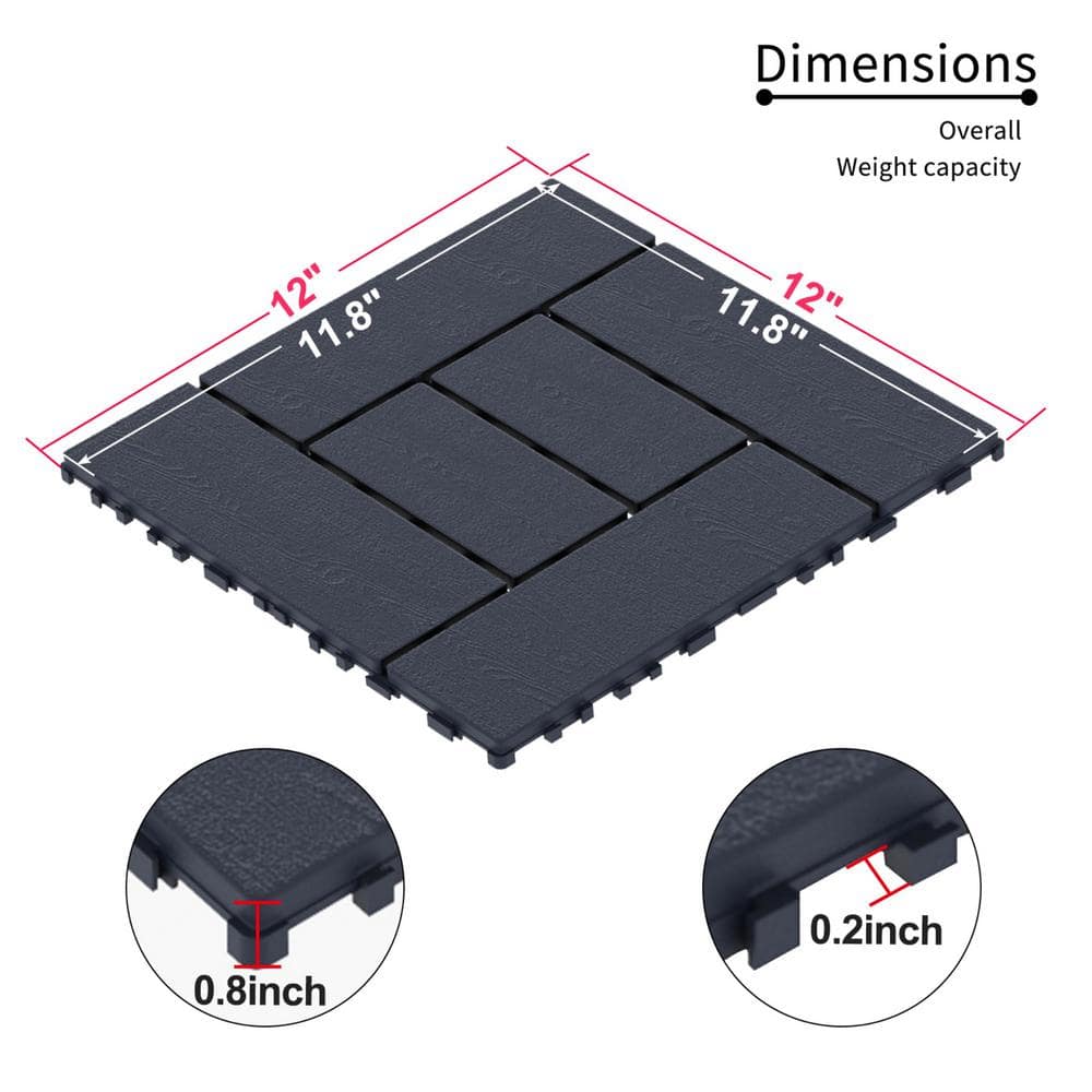 Tidoin Outdoor 1 ft. x 1 ft. Composite Deck Tile in Gray(44 Per Box)