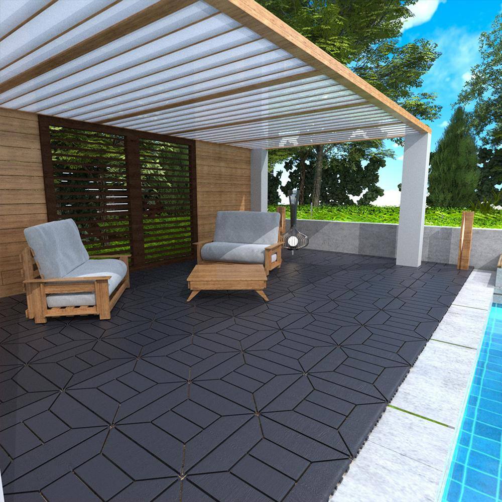 Tidoin Outdoor 1 ft. x 1 ft. Composite Deck Tile in Gray(44 Per Box)