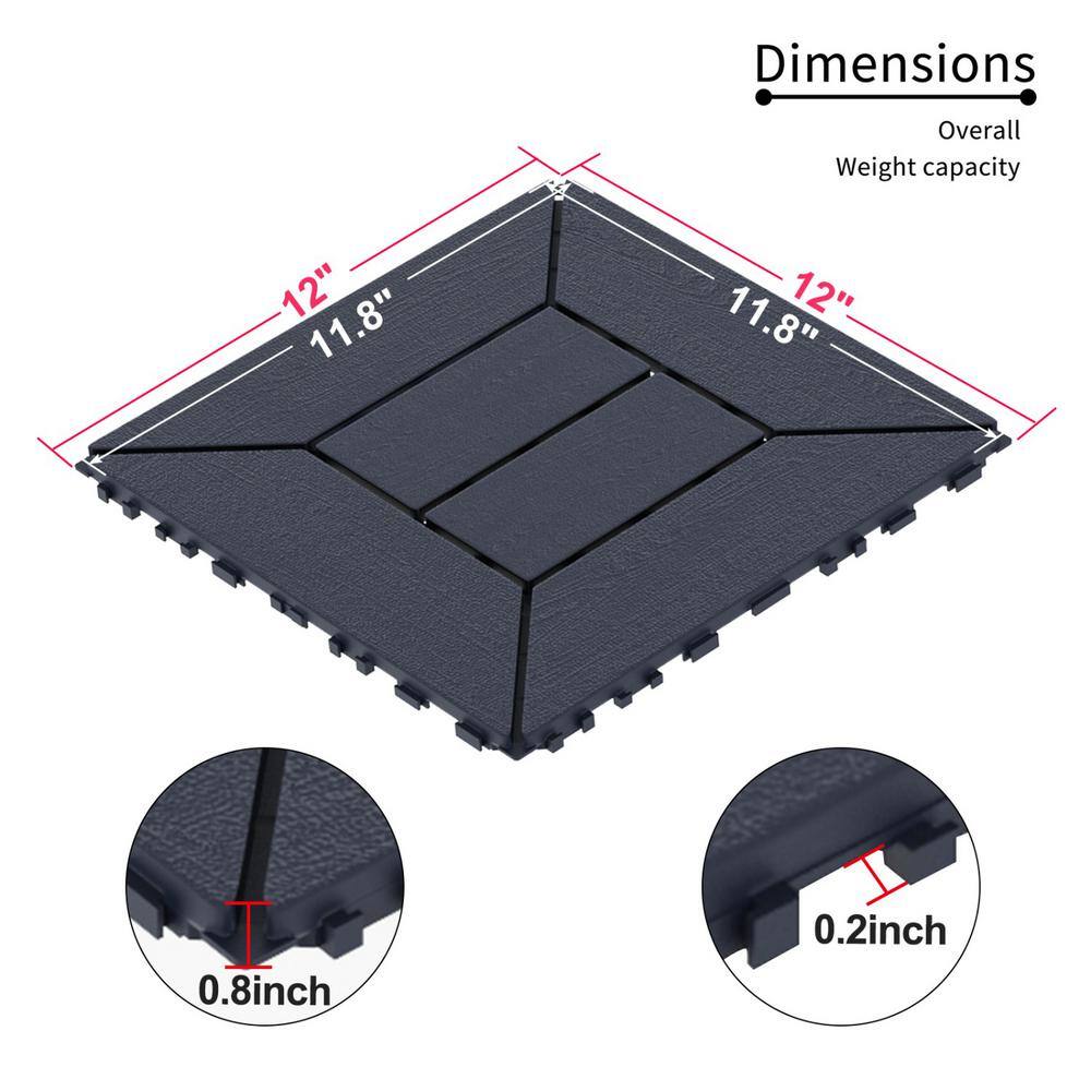 Tidoin Outdoor 1 ft. x 1 ft. Composite Deck Tile in Gray(44 Per Box)