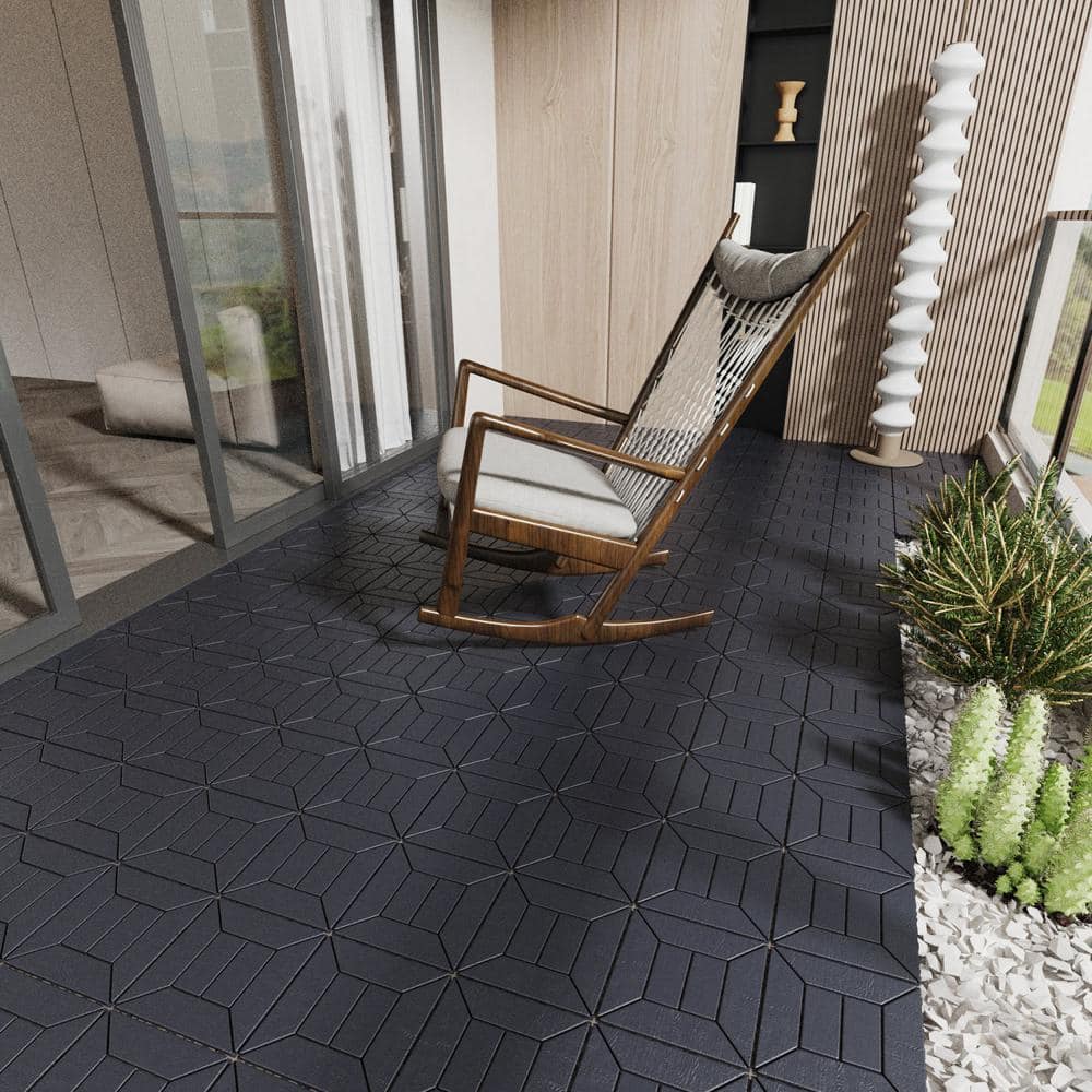 Tidoin Outdoor 1 ft. x 1 ft. Composite Deck Tile in Gray(44 Per Box)