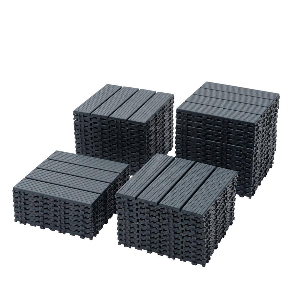 Tidoin Outdoor 1 ft. x 1 ft. Composite Deck Tile in Gray(44 Per Box)