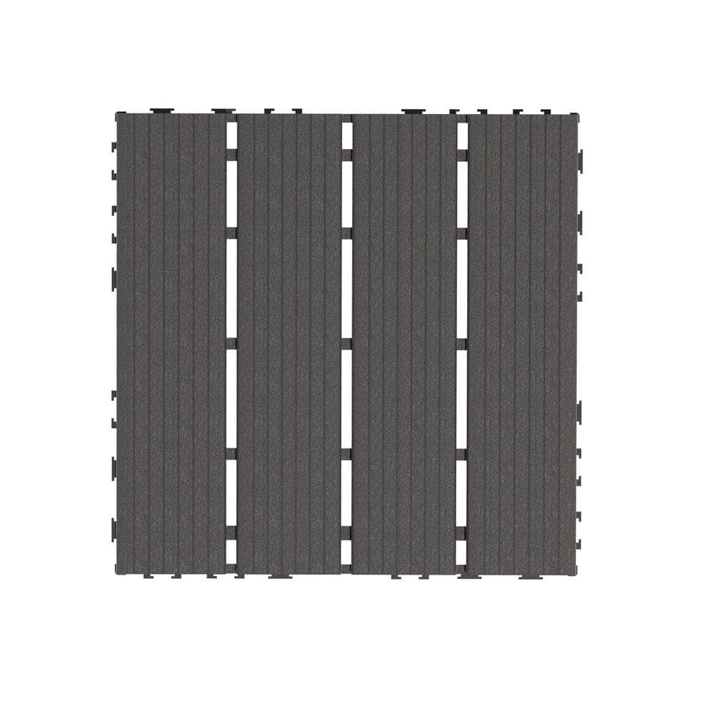 Tidoin Outdoor 1 ft. x 1 ft. Composite Deck Tile in Gray(44 Per Box)
