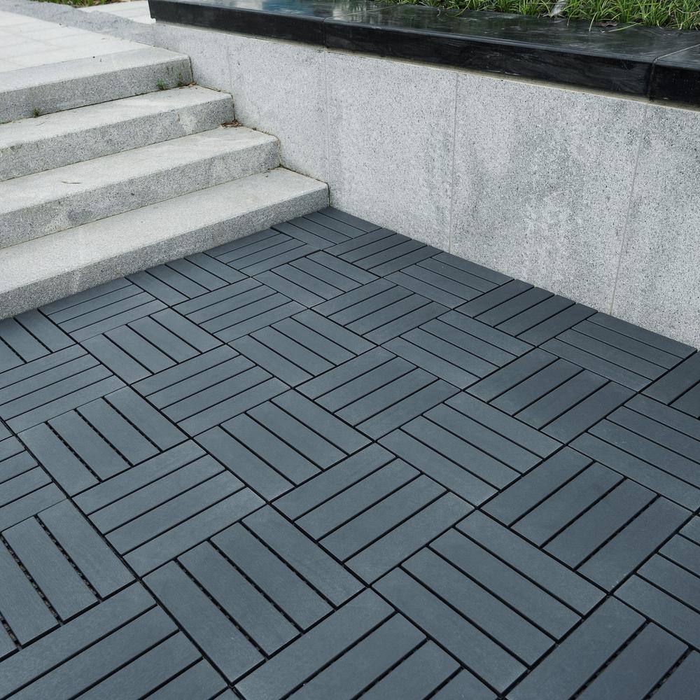 Tidoin Outdoor 1 ft. x 1 ft. Composite Deck Tile in Gray(44 Per Box)