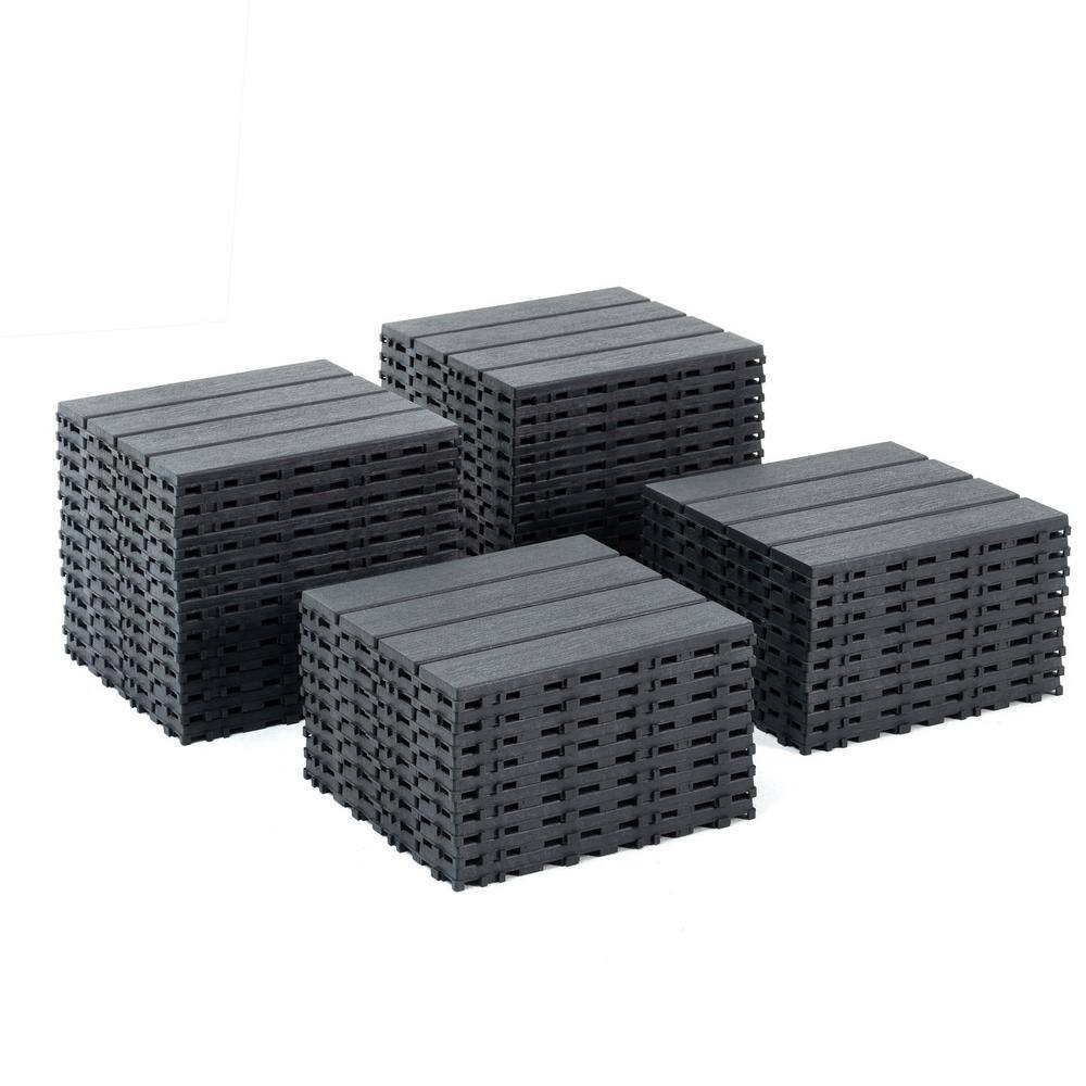 Tidoin Outdoor 1 ft. x 1 ft. Composite Deck Tile in Gray(44 Per Box)