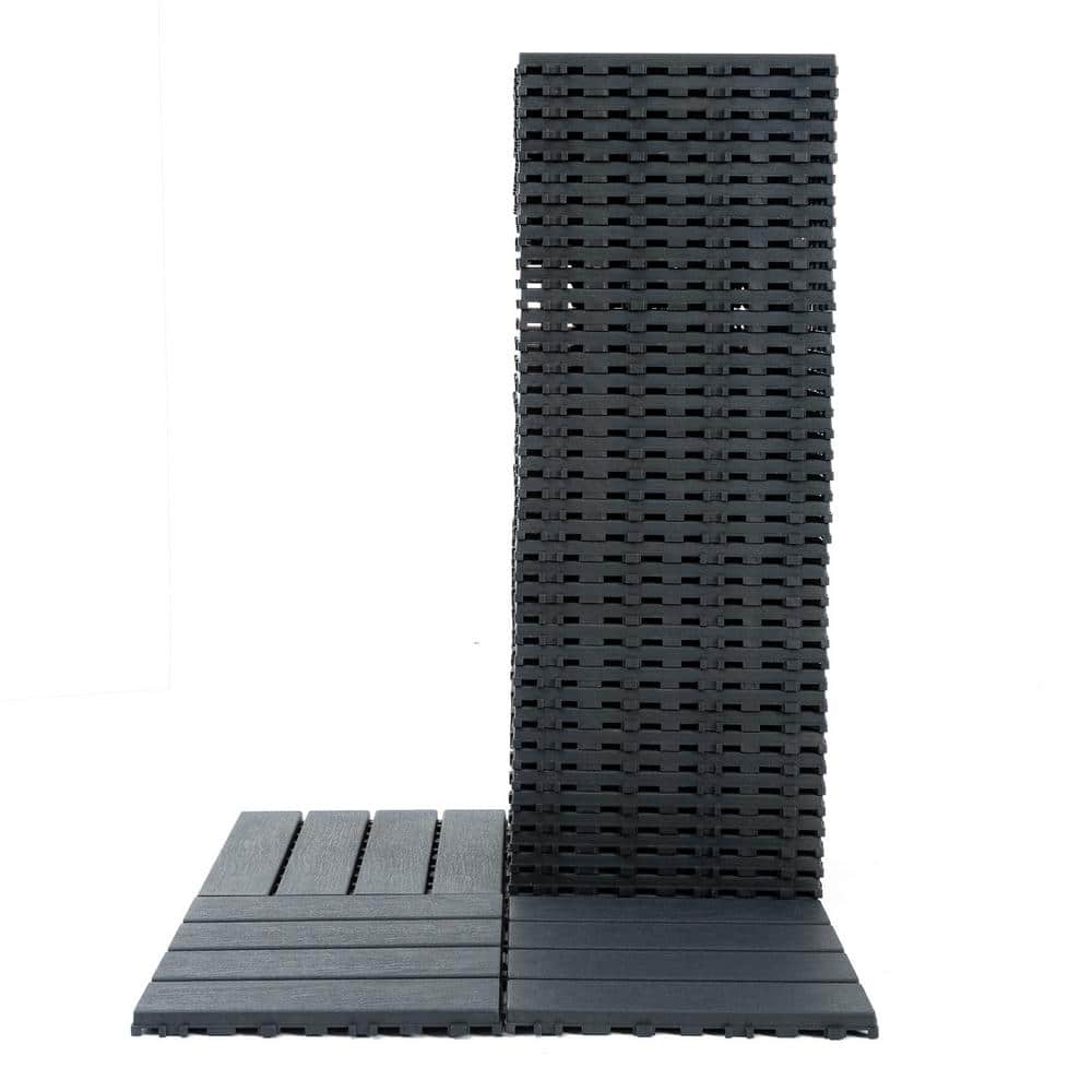 Tidoin Outdoor 1 ft. x 1 ft. Composite Deck Tile in Gray(44 Per Box)