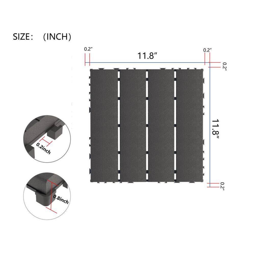 Tidoin Outdoor 1 ft. x 1 ft. Composite Deck Tile in Gray(44 Per Box)